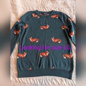 ISO Mod Cloth Fox Intarsia Sweater Size Large.